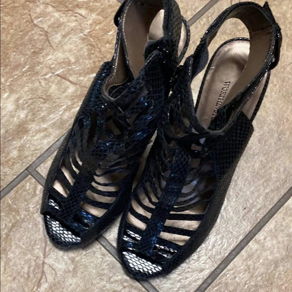 Black Strappy Stiletto Heels 6.5 Summer Night Club Dark Romance Coquette